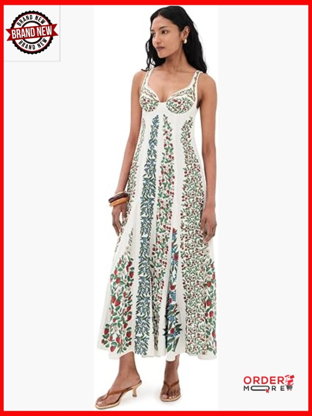 Maxi Dress Sweetheart Neckline Linen Blend Fit & Flare